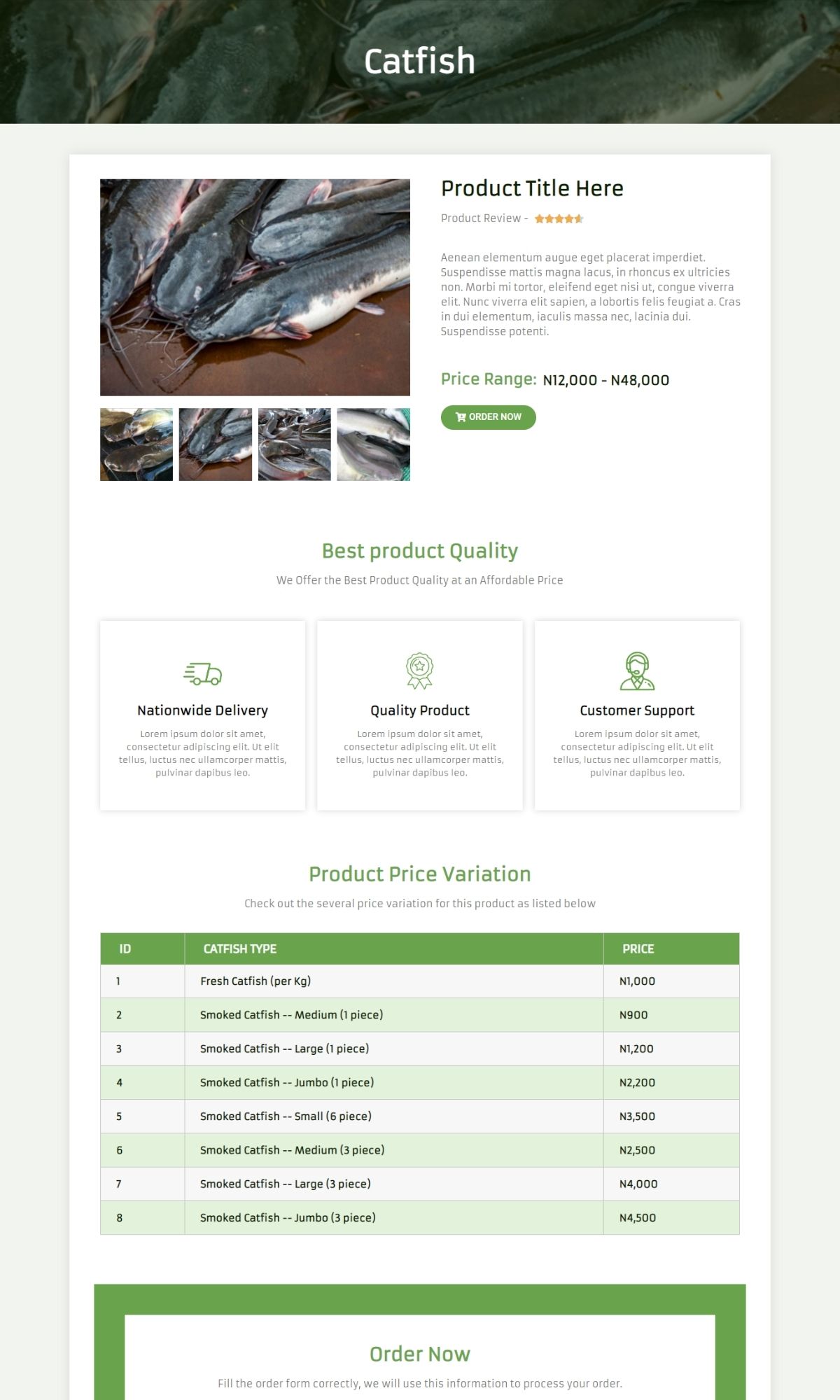 Single product landing page