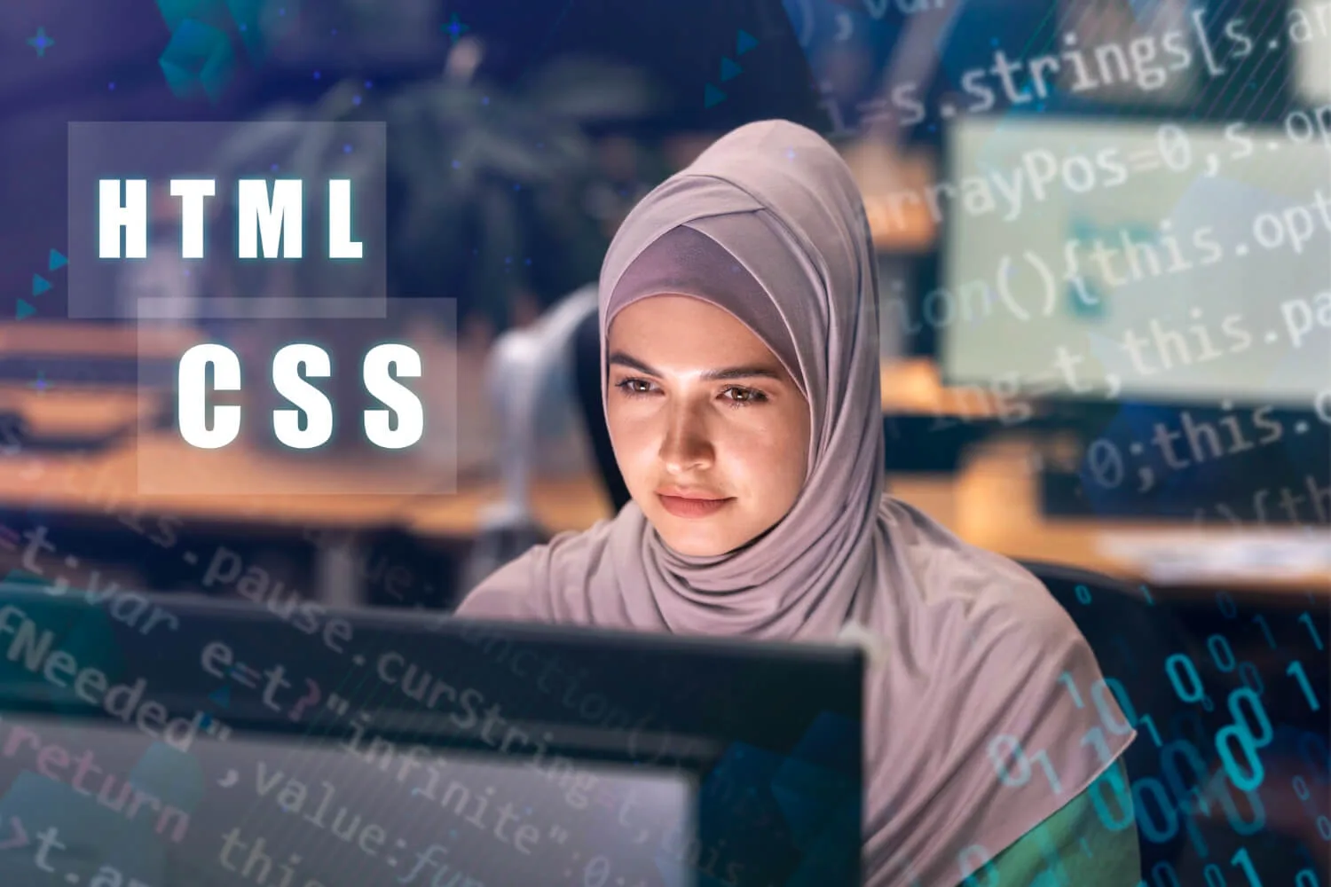 semantic html mistakes being hunted for by a lady in hijab